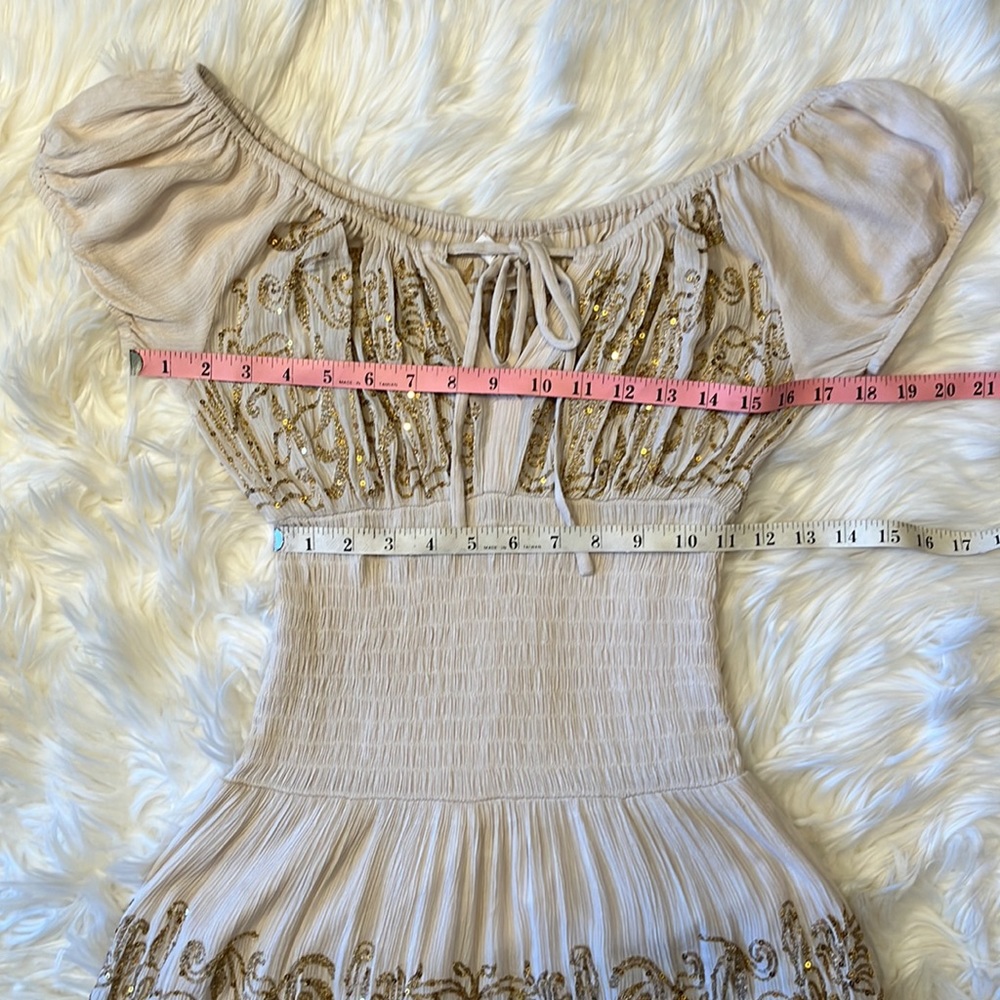 Boston Proper Bamboo Sequin Peasant Maxi Dress - Picture 5 of 15